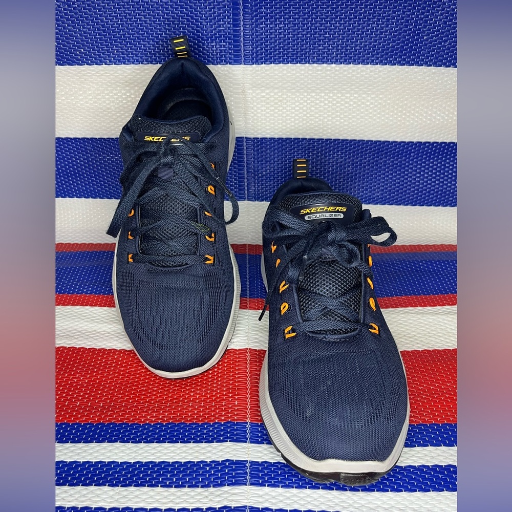 Skechers Track Moulton Shoes Mens Navy Blue Memory Foam Washable Sneakers 10.5 - Picture 6 of 16